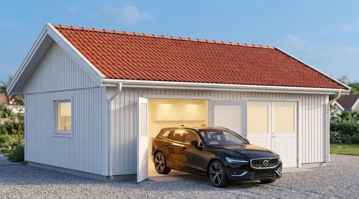 Bygglovs- och K-ritningar för arkitektritad tvåplansvilla i Täby upprättade av Daraj Design